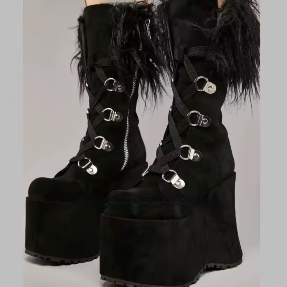 ‼️NWT‼️Dolls Kill X Widow Conflicted Galore Black Platform Boots Size 9